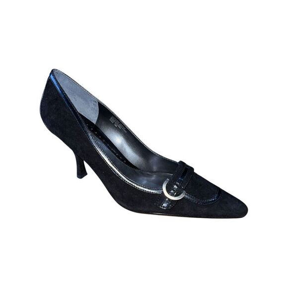 Alfani Chaz Black Suede/Patent Pointed Toe Pumps Womens Size 10M NEW - Picture 1 of 12
